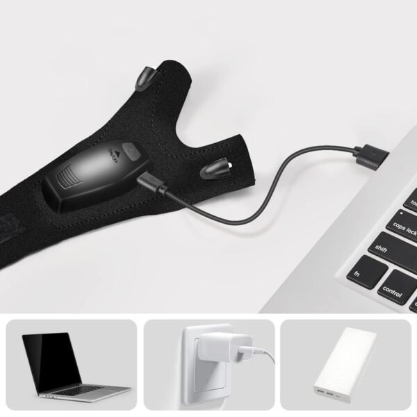 USB Rechargeable Fingerless LED Flashlight Gloves - Image 5