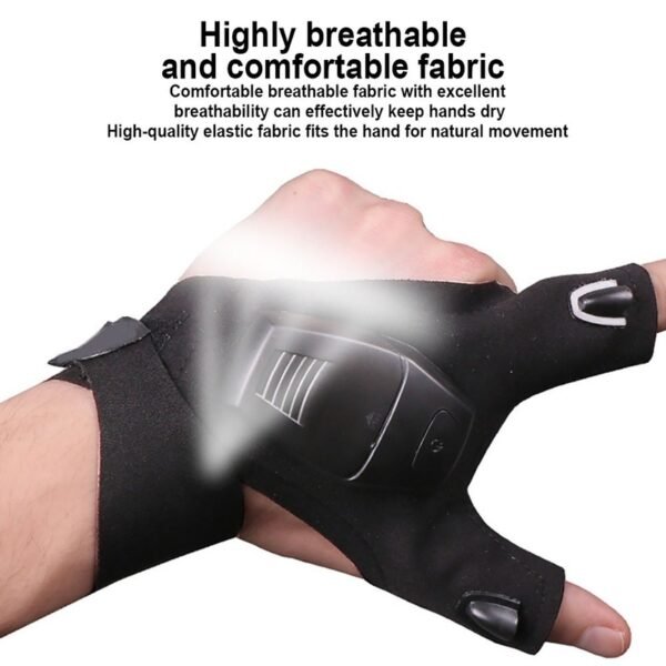 USB Rechargeable Fingerless LED Flashlight Gloves - Image 7