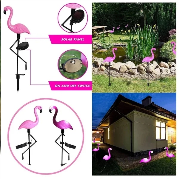 Elegant Pink Solar Flamingo Garden Light - Image 3