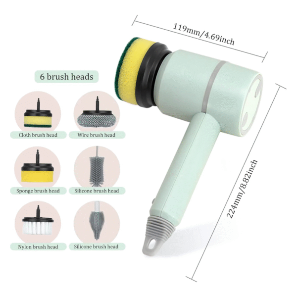 Electric Dishwashing Brush With Replaceable Heads - Image 9