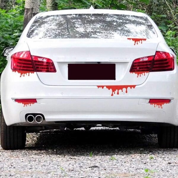 Horror Halloween Headlight Car Sticker: Monster Claw Scratch & Bleeding Red Blood - Image 2