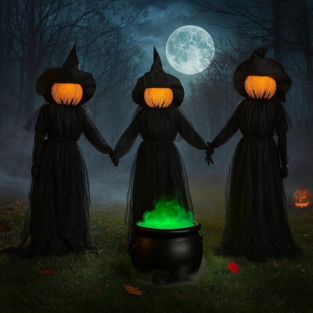 Spooky Halloween Luminous Lighted Screaming Witchstakes