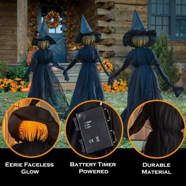 Spooky Halloween Luminous Lighted Screaming Witchstakes - Image 3