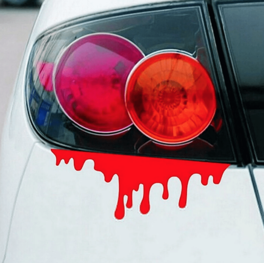 Horror Halloween Headlight Car Sticker: Monster Claw Scratch & Bleeding Red Blood