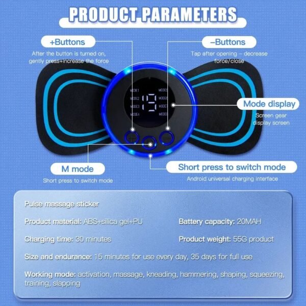 Electric Massage Pad, Muscle Stimulator For Body Pain Relief - Image 12