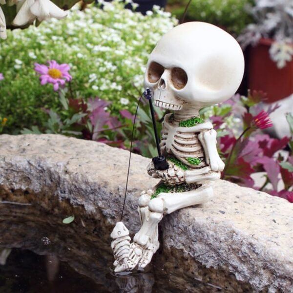 Fishing Skeleton Statue Halloween Garden Accessory - Image 10