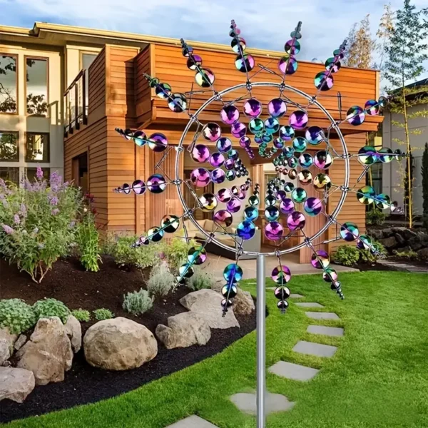 Freestanding Outdoor Garden Decor Magical Metal Rotating Windmill - Image 10