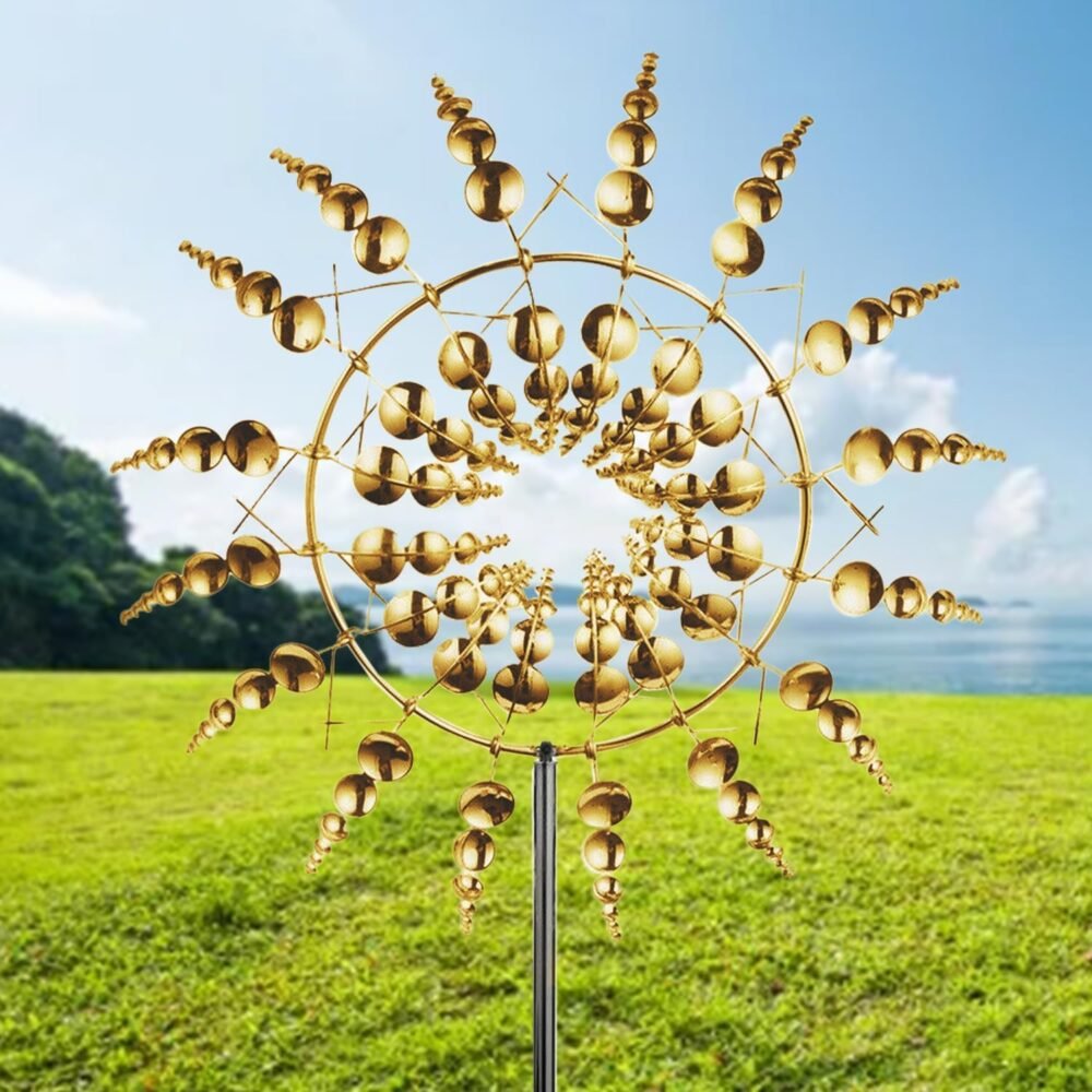 Freestanding Outdoor Garden Decor Magical Metal Rotating Windmill