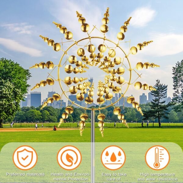 Freestanding Outdoor Garden Decor Magical Metal Rotating Windmill - Image 9