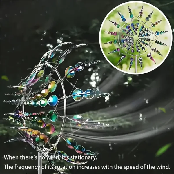 Freestanding Outdoor Garden Decor Magical Metal Rotating Windmill - Image 2