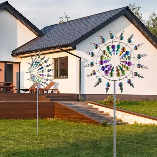 Freestanding Outdoor Garden Decor Magical Metal Rotating Windmill - Image 11