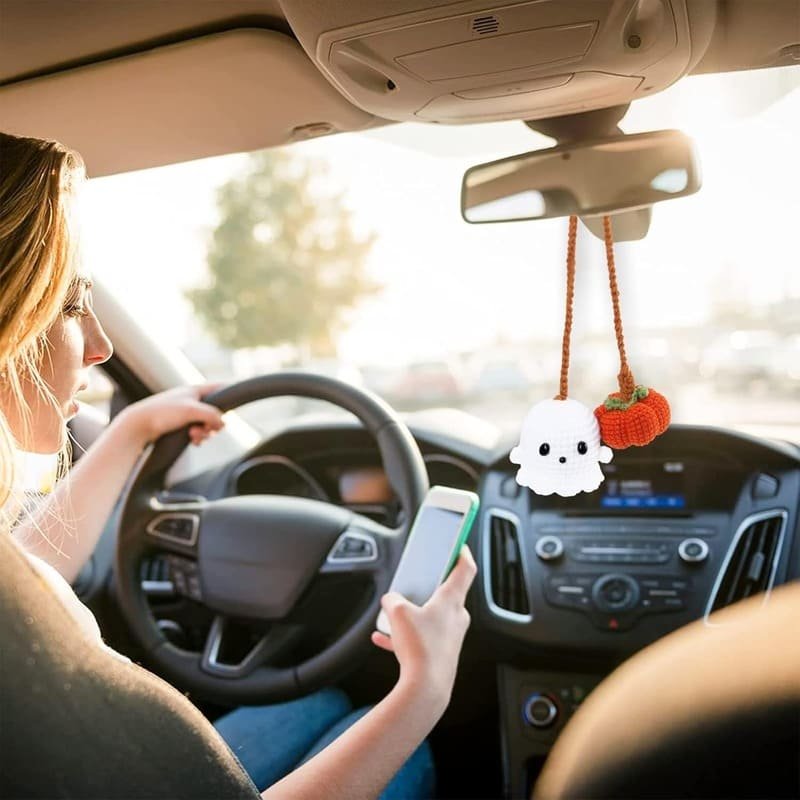 Ghost Pumpkin Ornament Spooky Car Charm for Halloween Vibes - Image 4