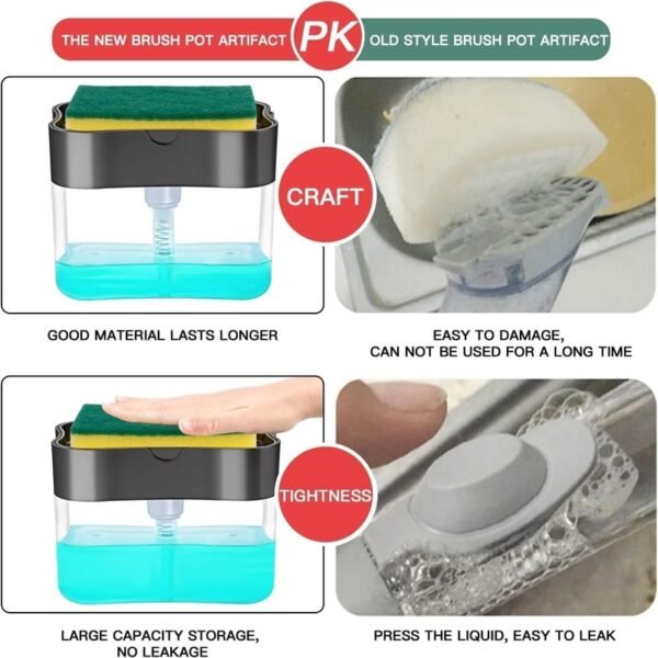 2in1 Soap Dispenser Pump With Sponge Holder - Image 4