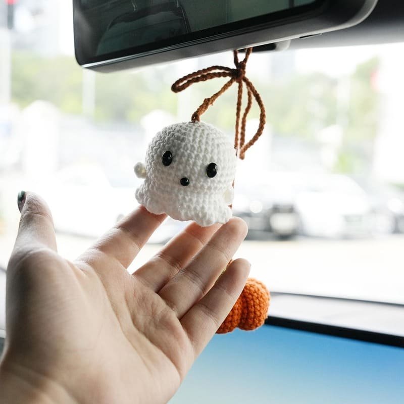 Ghost Pumpkin Ornament Spooky Car Charm for Halloween Vibes - Image 3