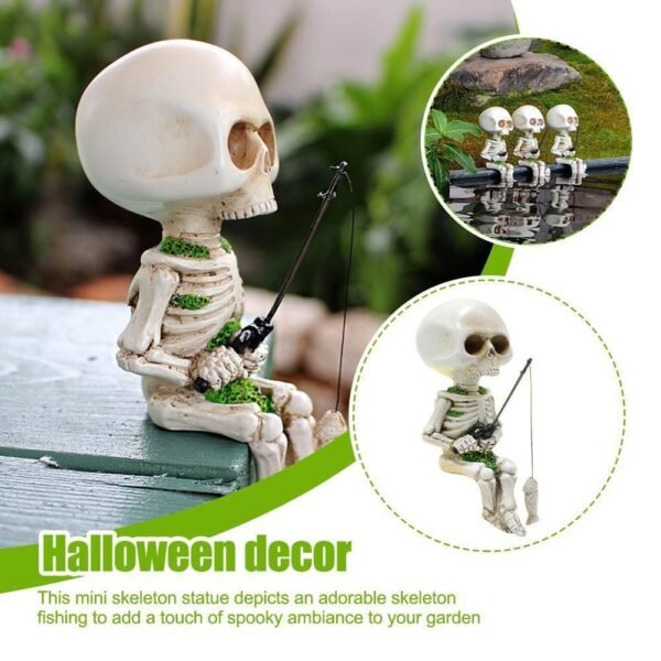 Fishing Skeleton Statue Halloween Garden Accessory