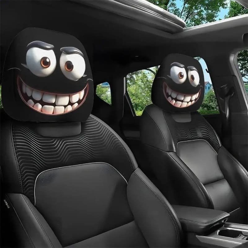 Funny Creepy Big Eyes Car Head Cover Auto Decoration Universal Fit
