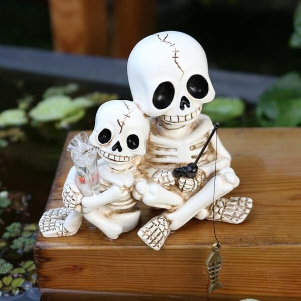 Fishing Skeleton Statue Halloween Garden Accessory - Image 5