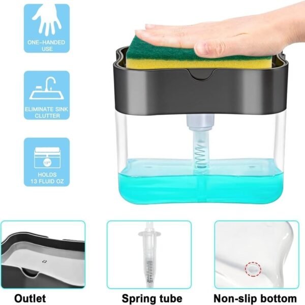 2in1 Soap Dispenser Pump With Sponge Holder - Image 5