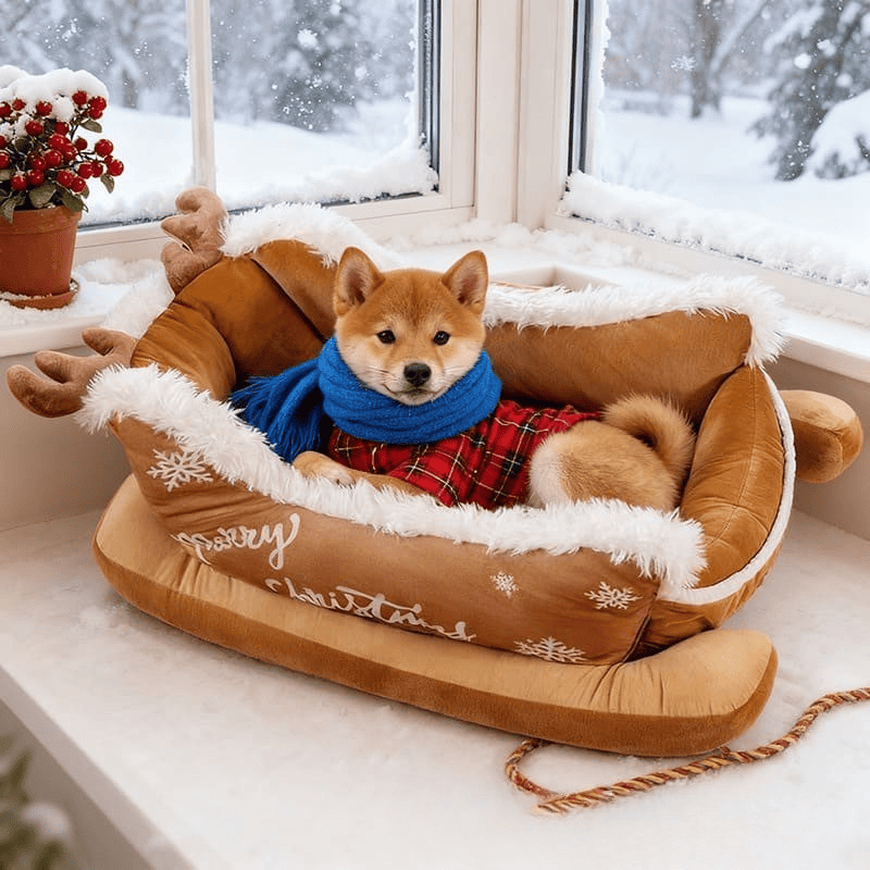 Cozy Pet Bed Christmas Dog Sleigh - Image 8