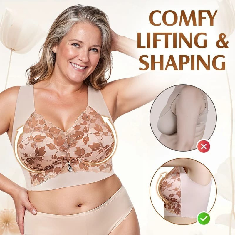 Elegant Non-Wired Floral Bra with Wide Shoulder Straps