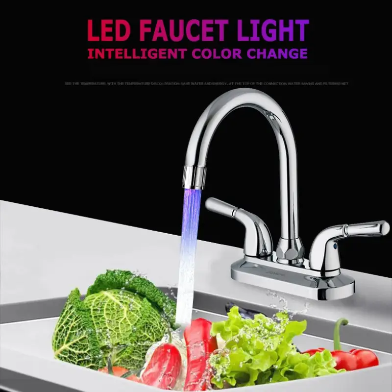 Creative Colorful LED Water Tap with 3 Colors Temperature Control Change