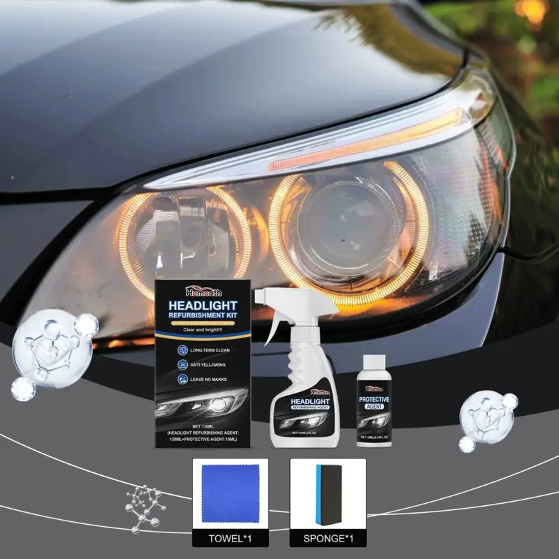 🚘 Automotive Headlamp Restoration Fluid Kit ✨ Restore Headlights in Minutes! No Tools Needed + UV Protection  🛠️✅