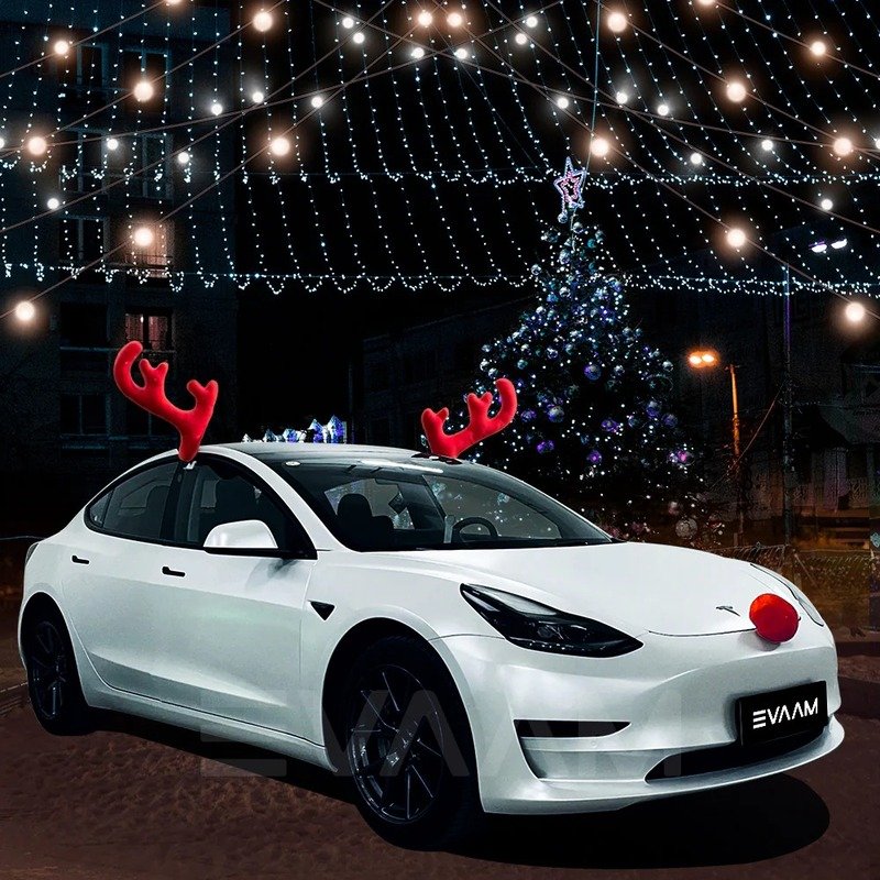 Christmas Cute Reindeer Car Antler Decoration Set - Image 7