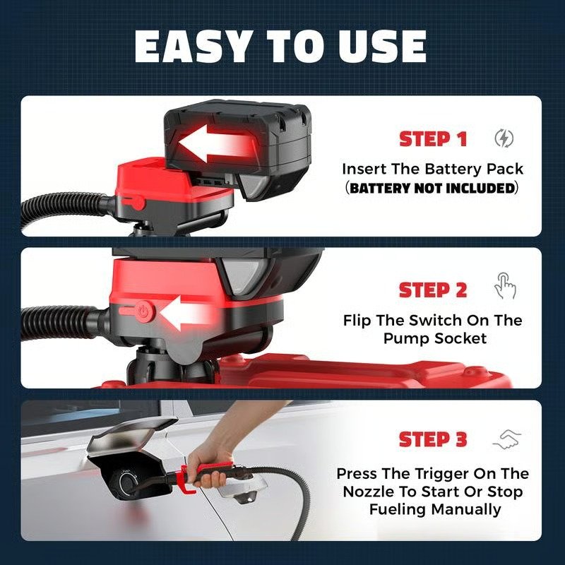 ✅ ⛽ Cordless Fuel Transfer Pump Compatible with DeWalt 20V & Milwaukee 18V Batteries - Image 8