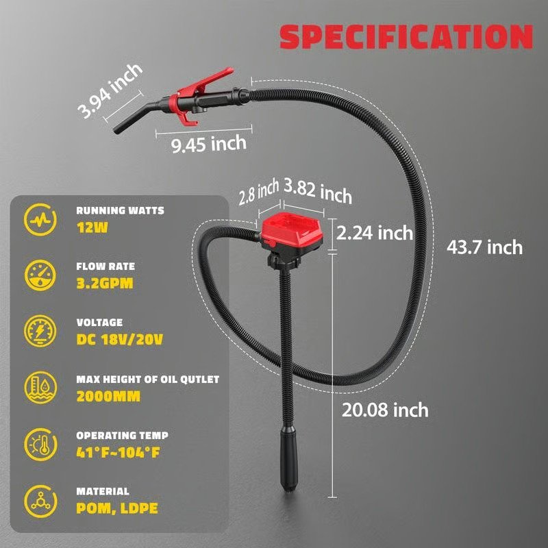✅ ⛽ Cordless Fuel Transfer Pump Compatible with DeWalt 20V & Milwaukee 18V Batteries - Image 3