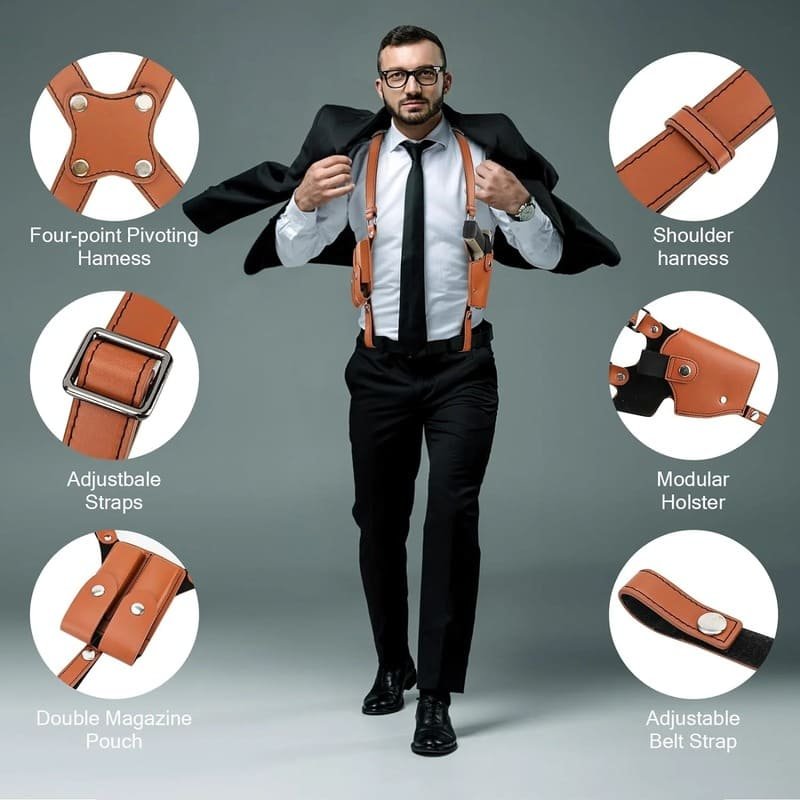 Adjustable Leather Shoulder Holster for Concealed Carry