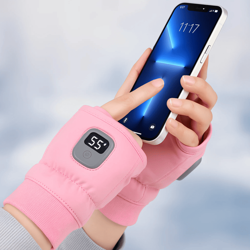 USB Rechargeable Fingerless Heated Gloves for Winter Warmth