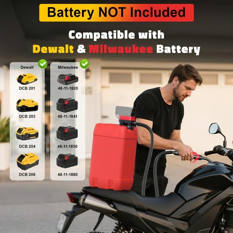 ✅ ⛽ Cordless Fuel Transfer Pump Compatible with DeWalt 20V & Milwaukee 18V Batteries - Image 2