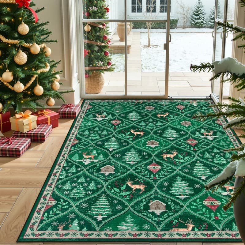 Non-Slip Holiday Floor Runner Indoor Christmas Rug