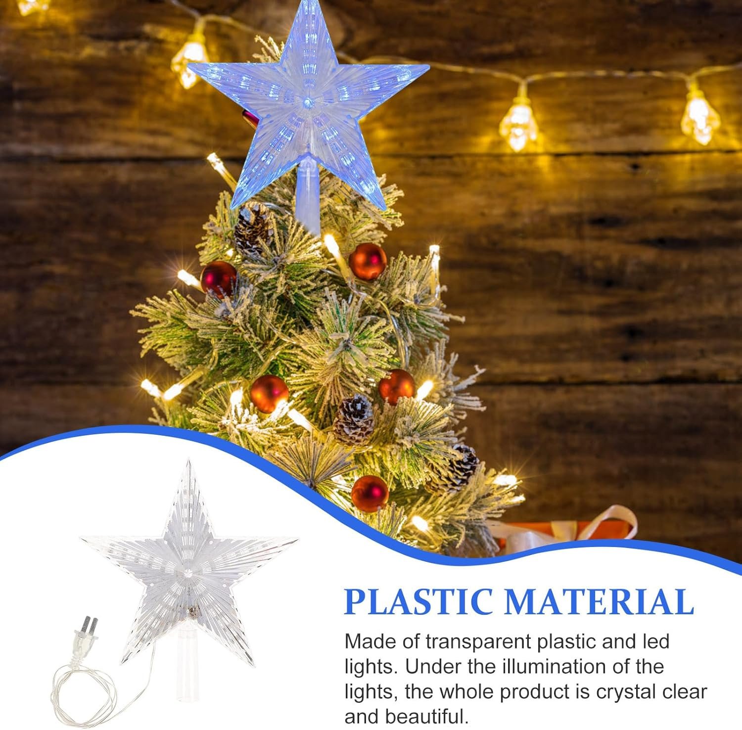 LED Christmas Glowing Tree Star Topper - Image 3