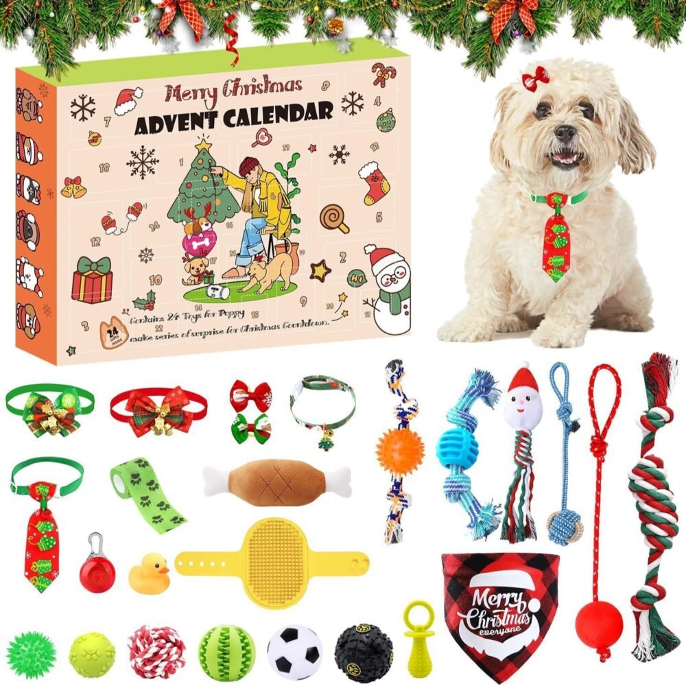 🎄🐶Holiday & Winter Sale🎁 24-Day Christmas Countdown Dog Advent Calendar Toys🐾