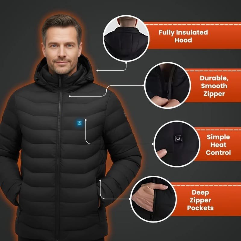 USB-Powered Heated Jacket with 3 Adjustable Heat Levels for Men and Women - Image 3