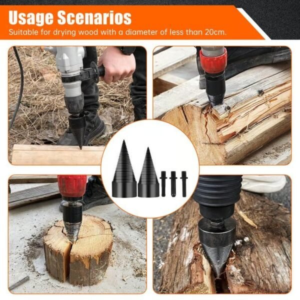 Universal Firewood Splitter Drill Bit Set With 3 Shank Adapters – Home ...