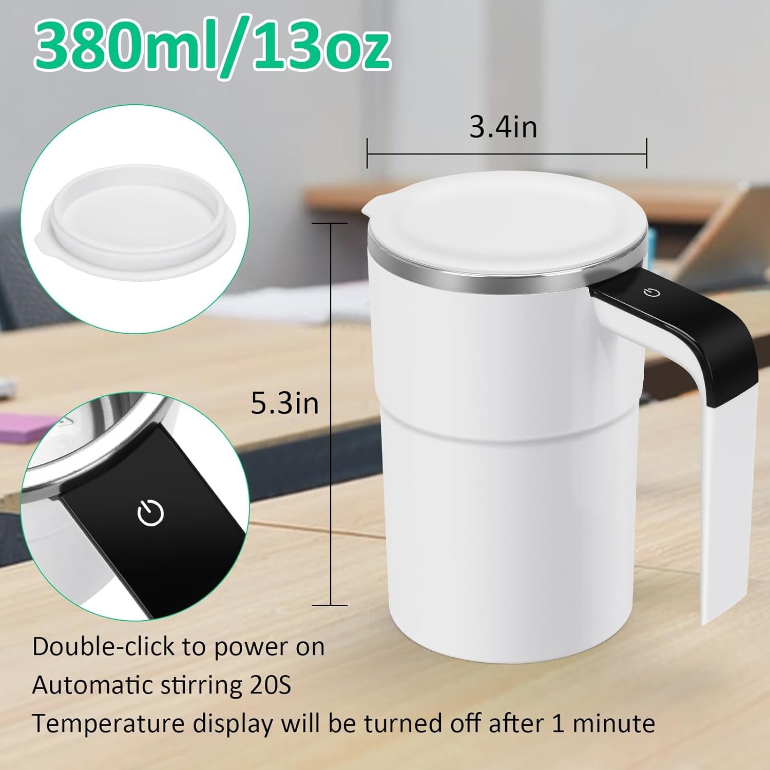 Automatic Stirring Coffee Mug with USB Rechargeable & Magnetic Cup - Image 10
