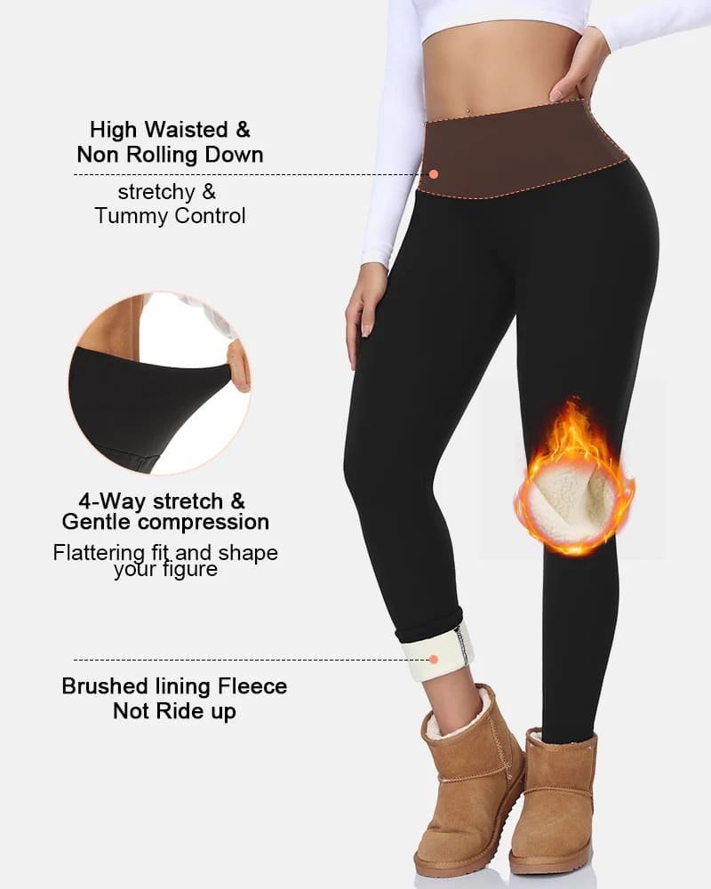 High Waisted Thermal Fleece Lined Leggings for Women - Image 4