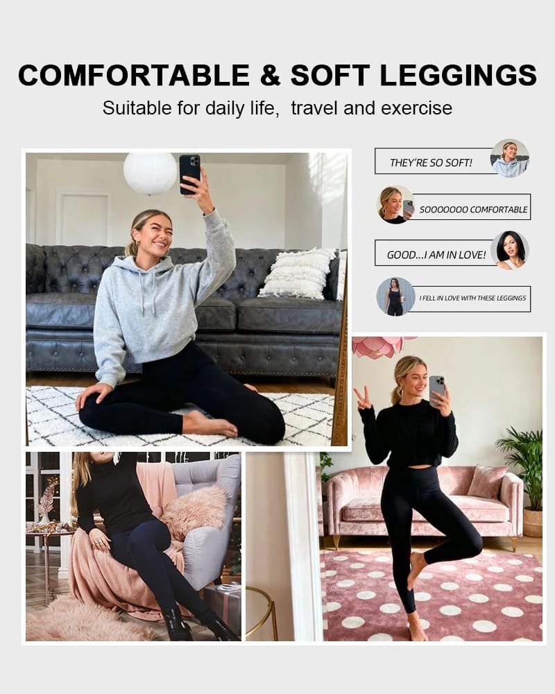 High Waisted Thermal Fleece Lined Leggings for Women - Image 6