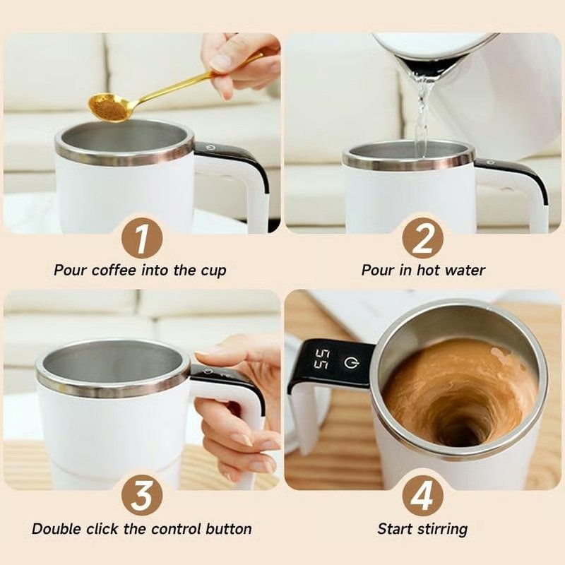 Automatic Stirring Coffee Mug with USB Rechargeable & Magnetic Cup - Image 9