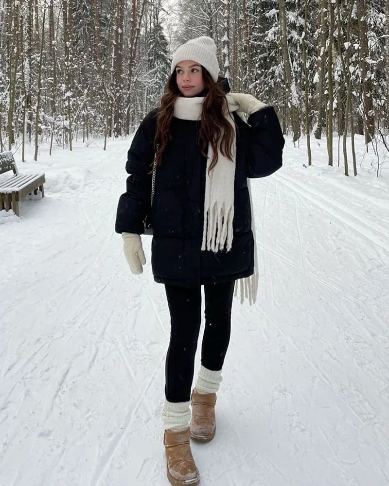 High Waisted Thermal Fleece Lined Leggings for Women - Image 9