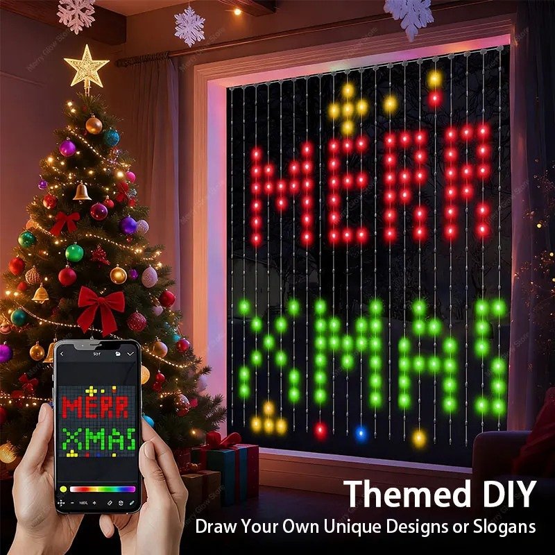 Smart DIY LED Curtain String Light with App Control