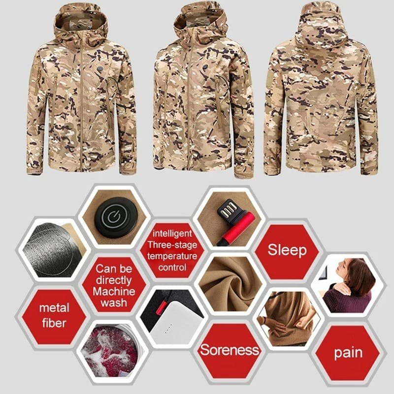 ☃️❄️Winter Hot Sale 49% OFF🔥Camouflage Electric Waterproof Heated Hooded Jacket for Hunting - Image 6
