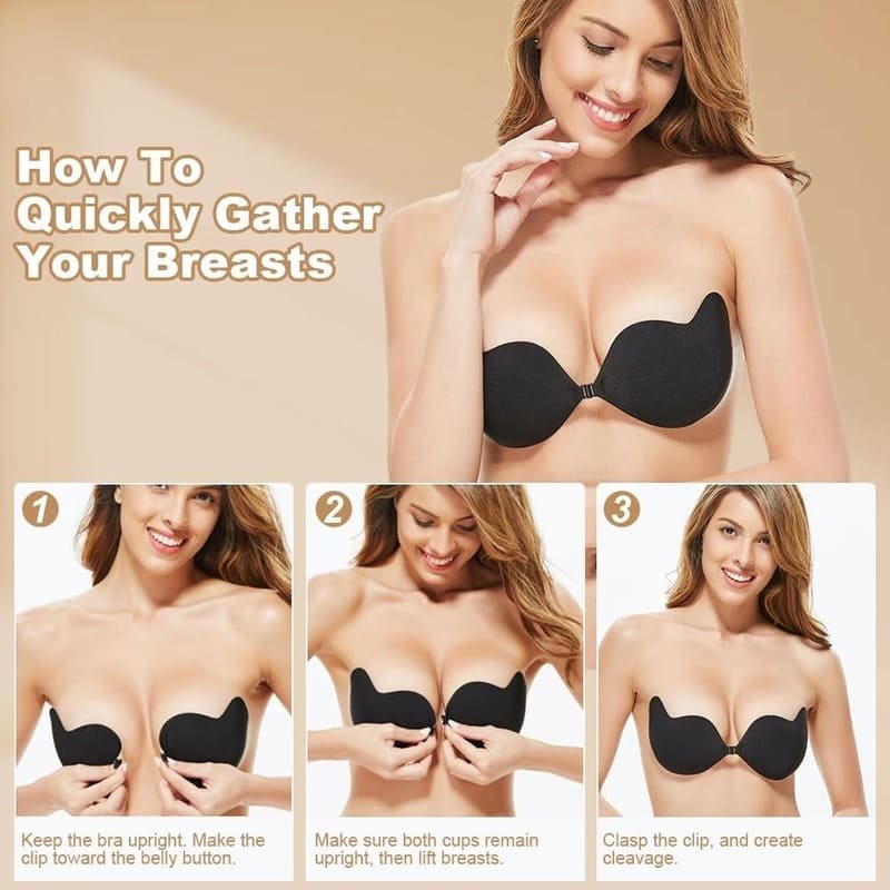 Invisible Adhesive Support Backless Push Up Bra - Image 3