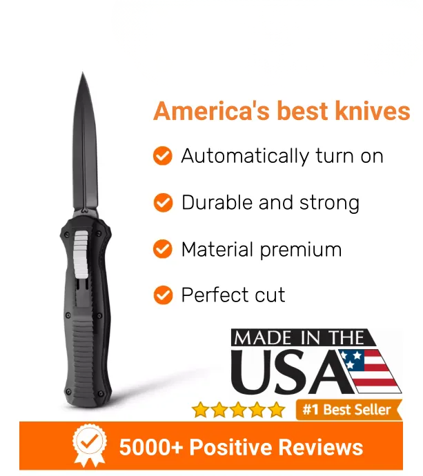 Black/White D2 Plain Edge 3300BK Infidel OTF Automatic Knife - Image 13