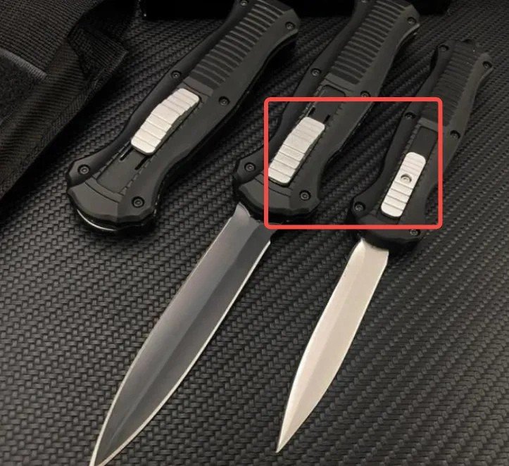 Black/White D2 Plain Edge 3300BK Infidel OTF Automatic Knife - Image 16