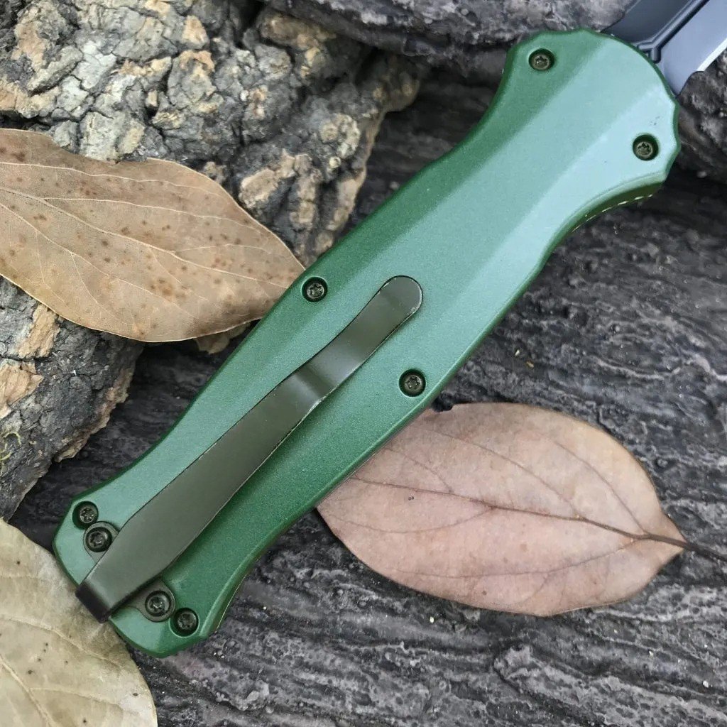 Black/White D2 Plain Edge 3300BK Infidel OTF Automatic Knife - Image 12