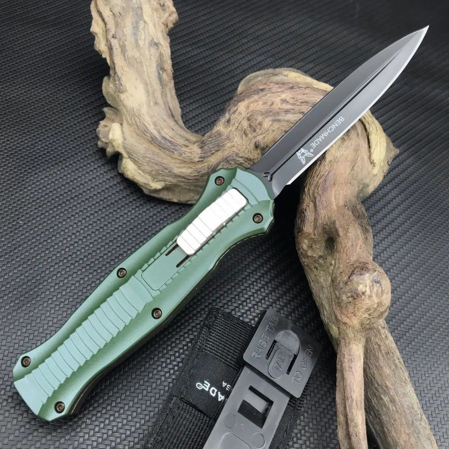 Black/White D2 Plain Edge 3300BK Infidel OTF Automatic Knife - Image 18