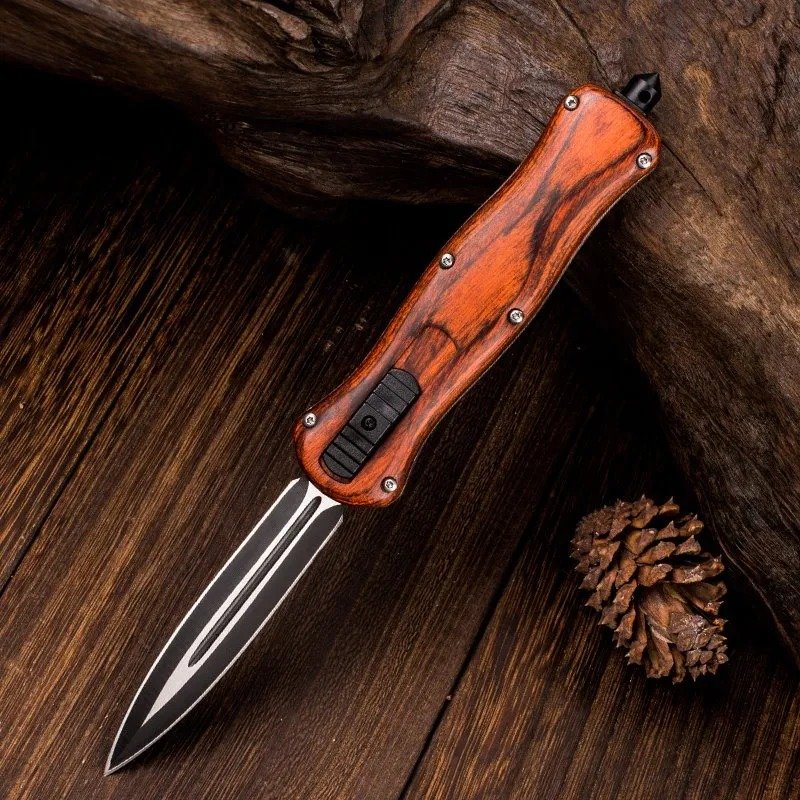 Black/White D2 Plain Edge 3300BK Infidel OTF Automatic Knife - Image 7